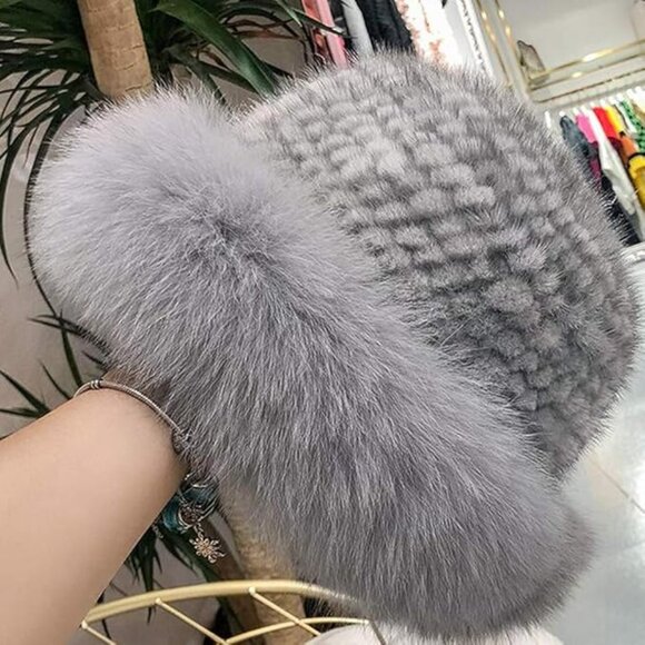 Knitted Mink Real Fur Hat - Picture 2 of 5